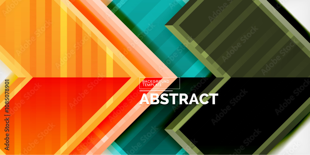 Poster Arrow symbols created with 3d effects and line texture geometric abstract background