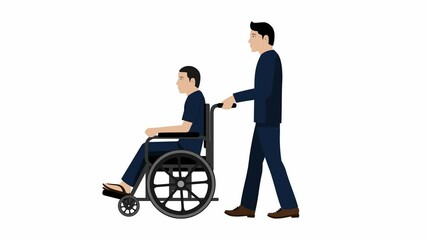 Man Pushing Wheelchair Animation Video 4K suitable for your project needs education company marketing etc