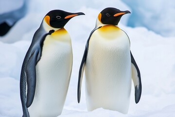 Fototapeta premium Two Elegant Emperor Penguins in a Snowy Landscape