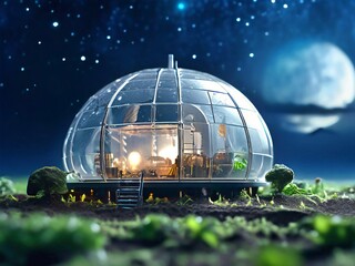 Fototapeta premium Space, future, Mars, Moon, farming, space station, Mars exploration, Moon exploration, plants, food, climate, water, environment,
