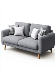 Fototapeta premium Modern sofa design showcase living room furniture photography minimalist style wide angle contemporary comfort