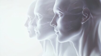Fototapeta premium Futuristic profiles of advanced humanoid figures.