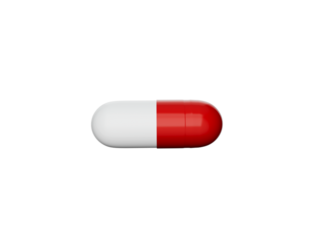 3d Red And White Pharmaceutical Antibiotic Capsule Isolated On White Background, 3d Illustration
