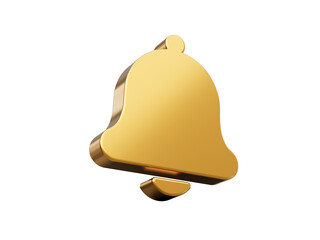 Fototapeta premium Golden bell 3d notification bell icon isolated on white background 3d illustration 