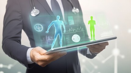 Healthcare professional using digital technology.