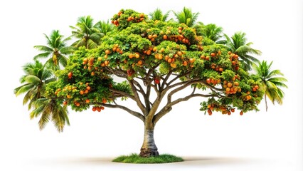 Tropical Tree Silhouette, White Background, Food Photography Style