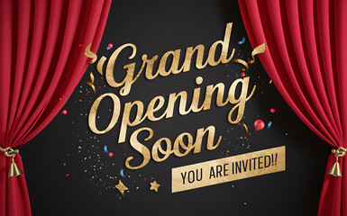 Grand opening template design. Grand Opening Ceremony Invitation, Flyer Design. Grand opening elegant luxury banner. Grand Opening typography font.