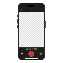 Mobile Phone mockup with transparent Camera view background. Mobile Phone Frame Mockup template design isolated transparent background. Vector illustration. 