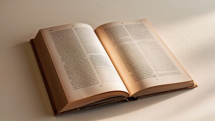 Obraz premium Open book on a white background, peaceful mood, soft lighting, International Day of Education