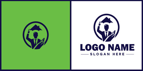 Insurance Broker icon Insurance agent Insurance adviser Insurance intermediary flat logo sign symbol editable vector