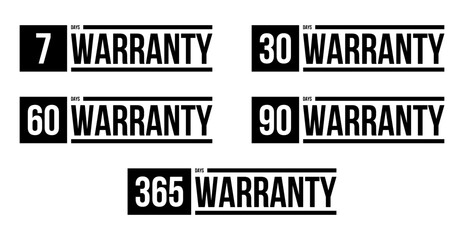 days warranty stamp, limited or extended guarantee vector icon