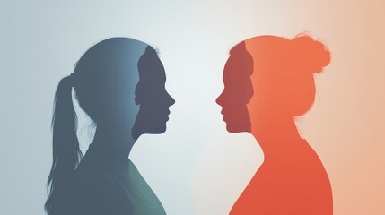 Profiles of two women in soft colors silhouette