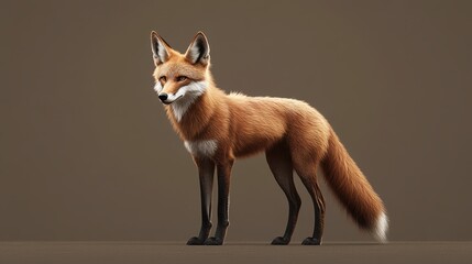 Obraz premium Majestic Red Fox Standing Against a Neutral Background in Studio Lighting