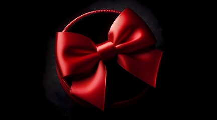 "Elegant Red Bow on Black Background"