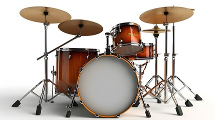 Classic drum set isolated on white background