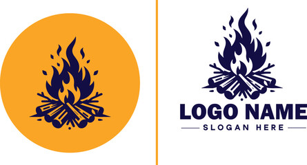 Campfire icon Bonfire Blaze Fire Pit flat logo sign symbol editable vector