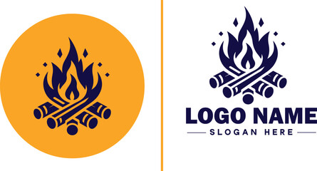 Campfire icon Bonfire Blaze Fire Pit flat logo sign symbol editable vector