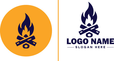 Campfire icon Bonfire Blaze Fire Pit flat logo sign symbol editable vector