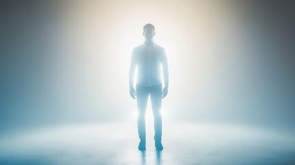 Silhouette of a person in a glowing light.