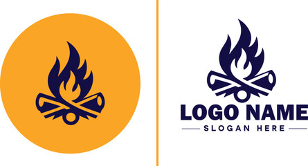 Campfire icon Bonfire Blaze Fire Pit flat logo sign symbol editable vector