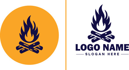 Campfire icon Bonfire Blaze Fire Pit flat logo sign symbol editable vector