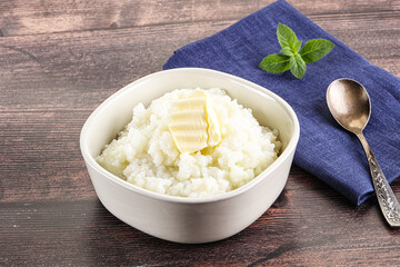 Homemade rice porridge with butter