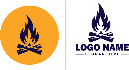 Campfire icon Bonfire Blaze Fire Pit flat logo sign symbol editable vector