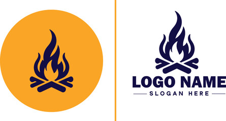 Campfire icon Bonfire Blaze Fire Pit flat logo sign symbol editable vector