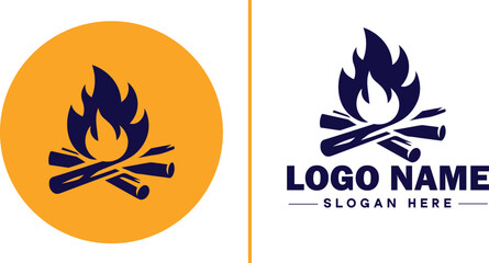 Campfire icon Bonfire Blaze Fire Pit flat logo sign symbol editable vector