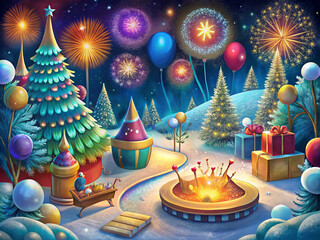 Merry Christmas and Happy New Year theme background decoration wallpaper