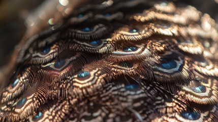 Close-Up of Peacock Displaying Iridescent Feathers