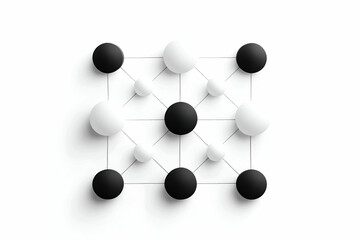 Obraz premium A minimalist design featuring interconnected black and white circles, creating a geometric pattern on a light background.
