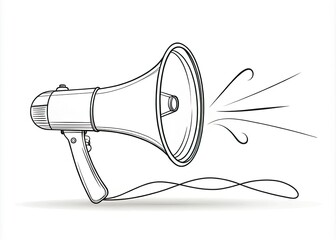 Continuous Line Megaphone Icon - Doodle Art Portrait Photography of Media, Voice, and Announcements for Attention and Sound Symbolism