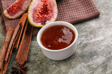 Sweet fig jam in the bowl