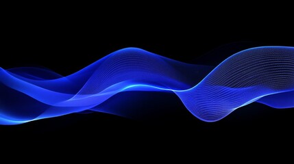 Abstract Blue Wave on Black Background - Digital Art