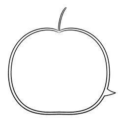 白黒　シンプルなりんごの吹き出し