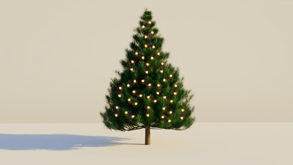 Christmas tree isolated on a white background for Christmas decor  with lights