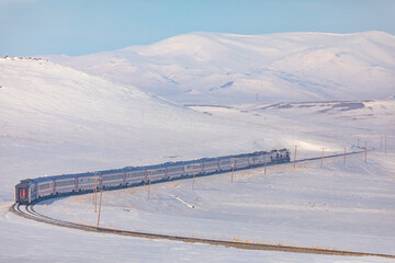 Eastern Express (Dogu Ekspresi) in the Winter Season Photo,  Kars Turkiye (Turkey) 