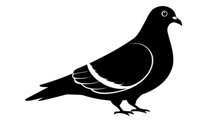 Pigeon Silhouette Vector Illustration. Black Design White Background