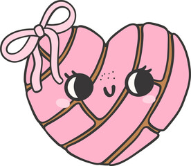 Cute Groovy Pan Dulce Pink Concha Characters Girly Mexican Sweet Cartoon Doodles