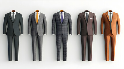Stylish business attire showcase modern studio fashion display sleek environment eye-level view professional aesthetics
