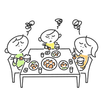 family eating dinner, unhappy faces clip art preview