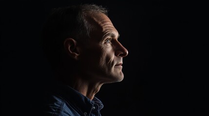Thoughtful Man in Profile: A Portrait of Contemplation