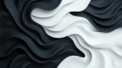 Obraz premium Dynamic abstract wallpaper digital design fluid shapes monochrome style close-up view modern aesthetic