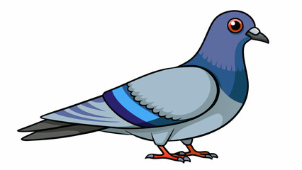 Colorful Pigeon Vector Illustration Isolated on White Background