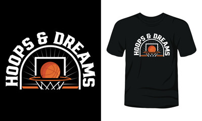 Hoops and Dreams typography basketball t-shirt design