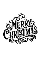 Festive Black Text Font. Christmas Greeting Typography.