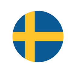 Fototapeta premium Sweden National Flag vector icon. Round flag of Sweden.