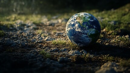 Bright Earth Suspended Inside the Cosmic Space Mystique Image