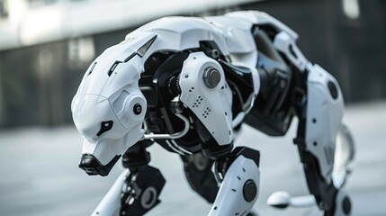 Fototapeta premium Futuristic robotic cyborg with advanced intelligence and high tech mechanical design showcasing the evolution of automation and innovation in the digital age